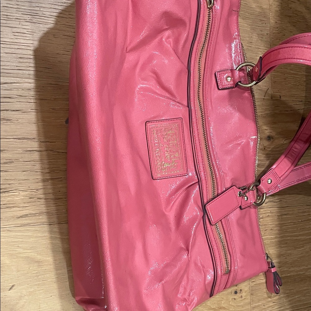 Pink Leather Tote Bag